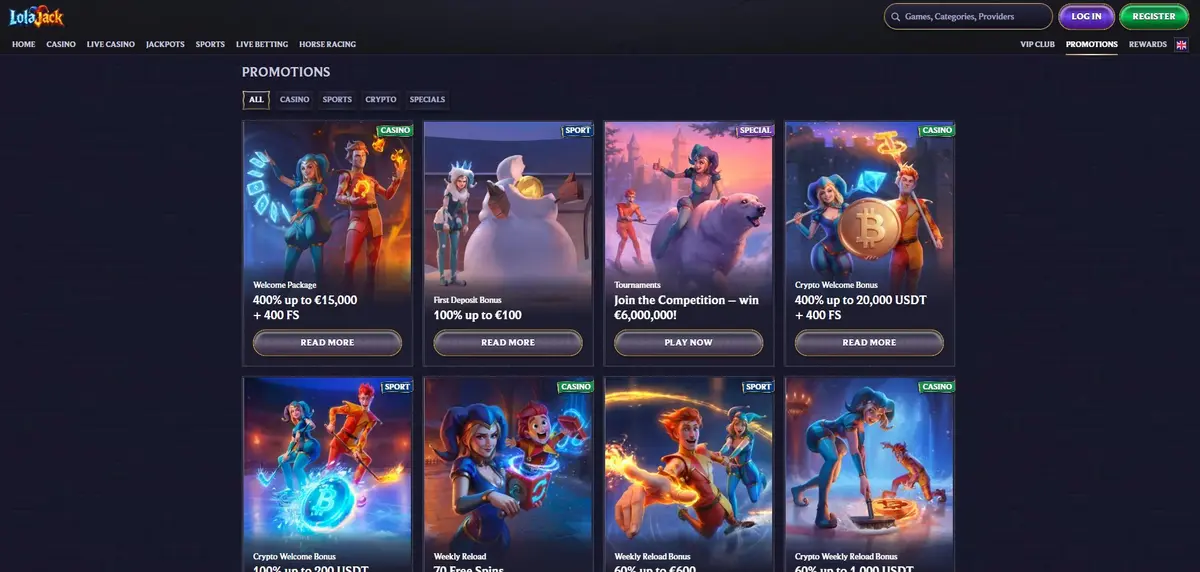 Lolajack welcome bonus and promotions